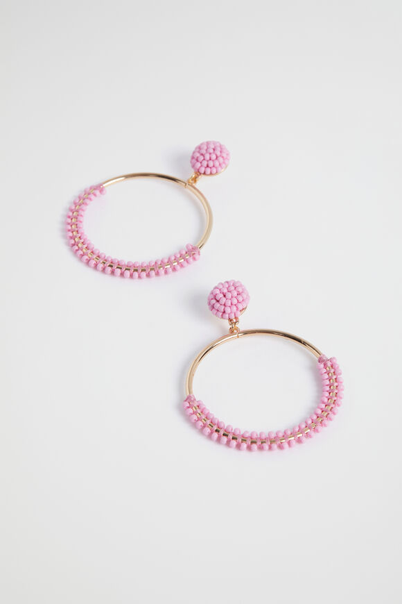 Beaded Circle Earrings  Pink Gin  hi-res