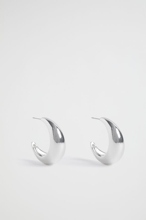 Curved Hoop Earring  Silver  hi-res