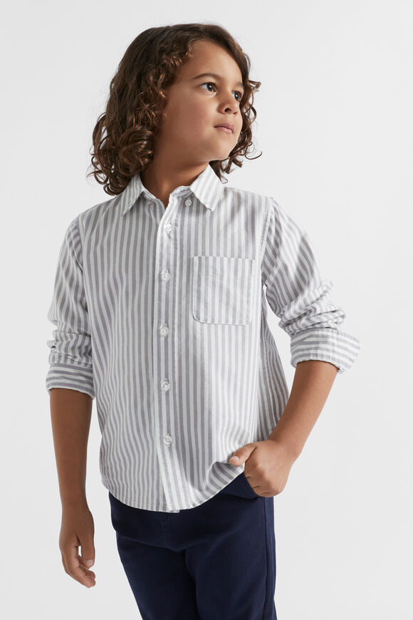 Stripe Oxford Shirt  Dove Grey  hi-res