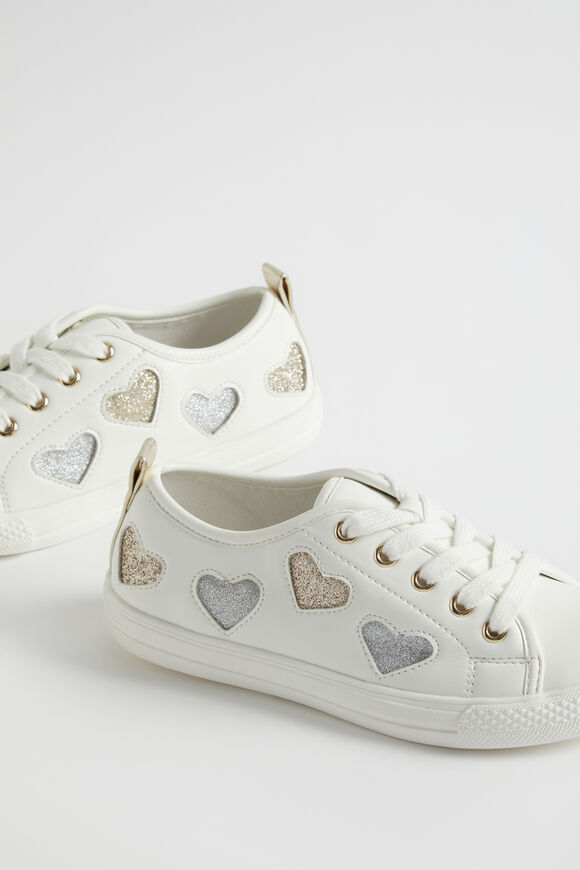 Glitter Heart Sneaker  White  hi-res