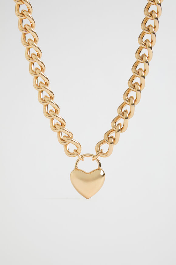 Heart Pendant Chain Necklace  Gold  hi-res
