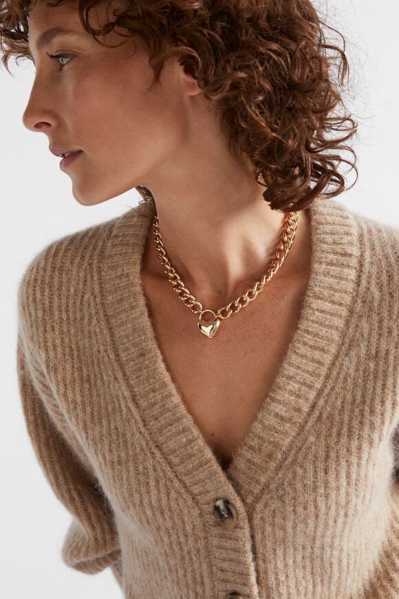 Heart Pendant Chain Necklace  Gold  hi-res