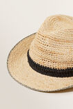 Contrast Raffia Panama Hat  Black Natural  hi-res