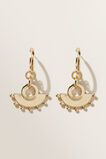 Studded Half Moon Earrings  Gold  hi-res