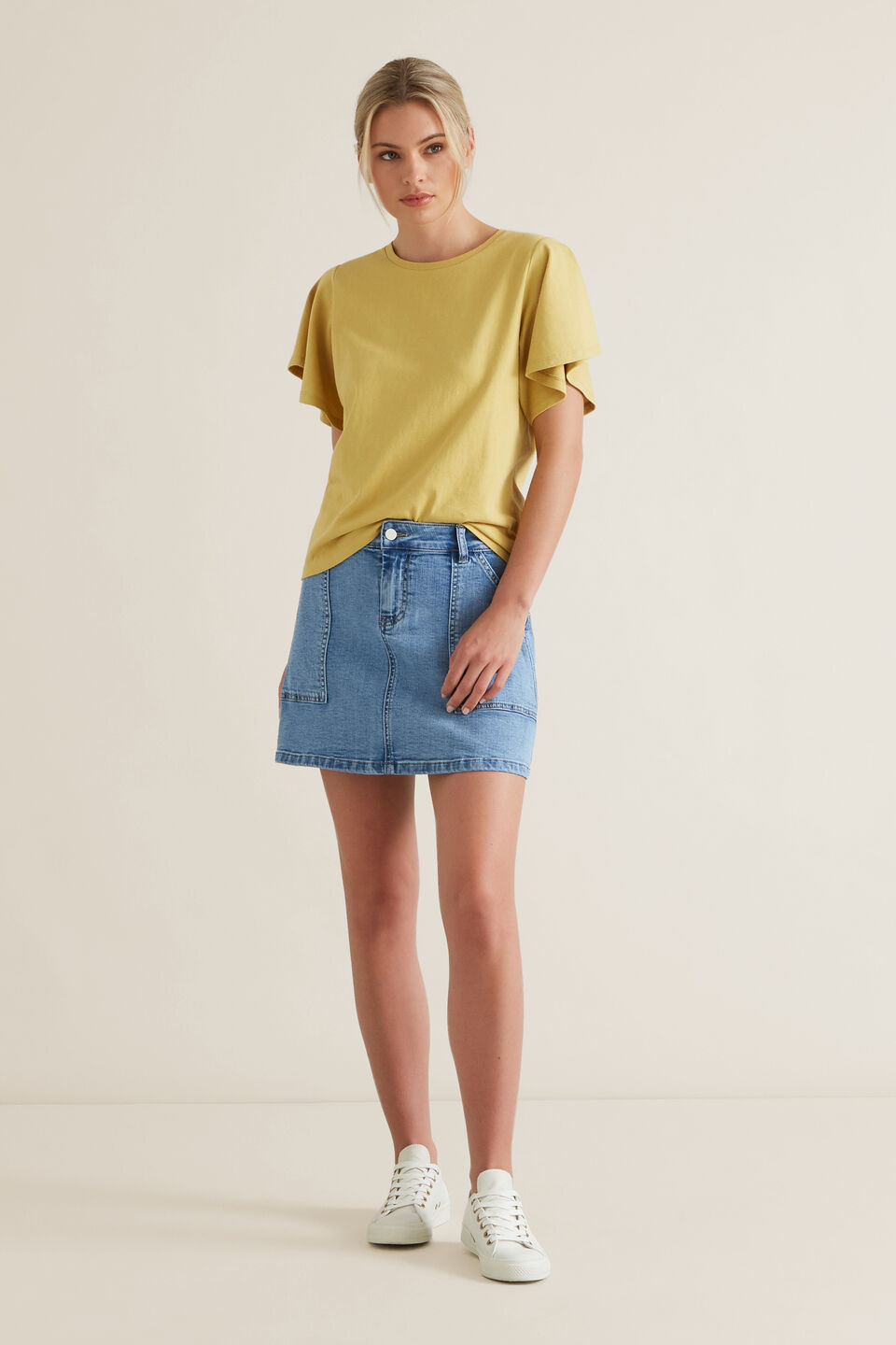 A-Line Denim Mini Skirt  
