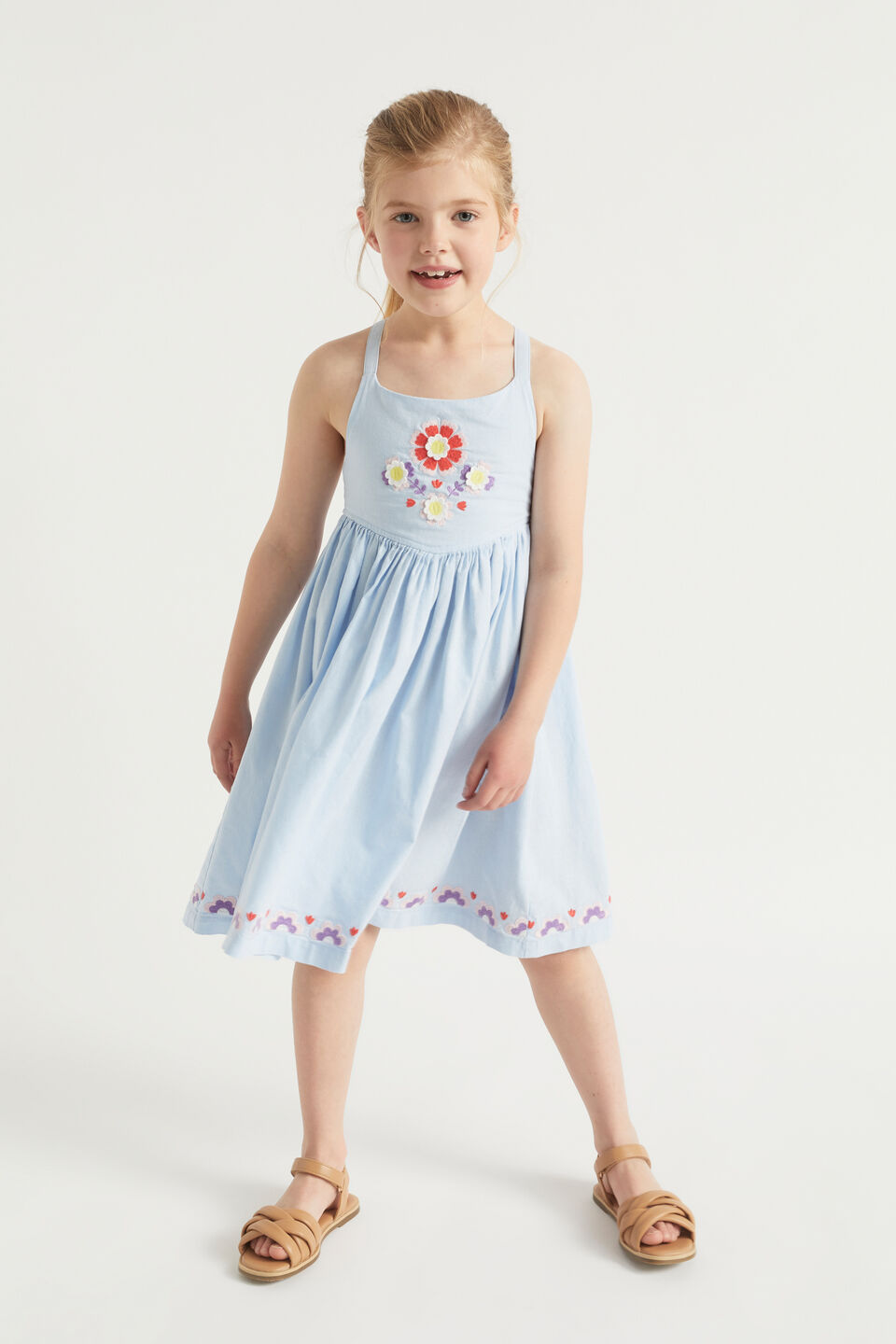 Embroidered Dress  Baby Blue
