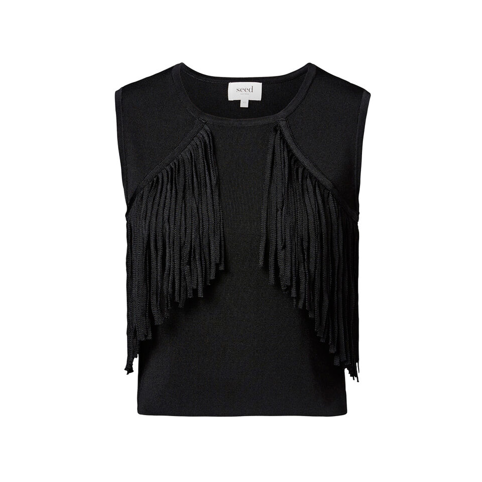Collection Crepe Fringe Crop Top  
