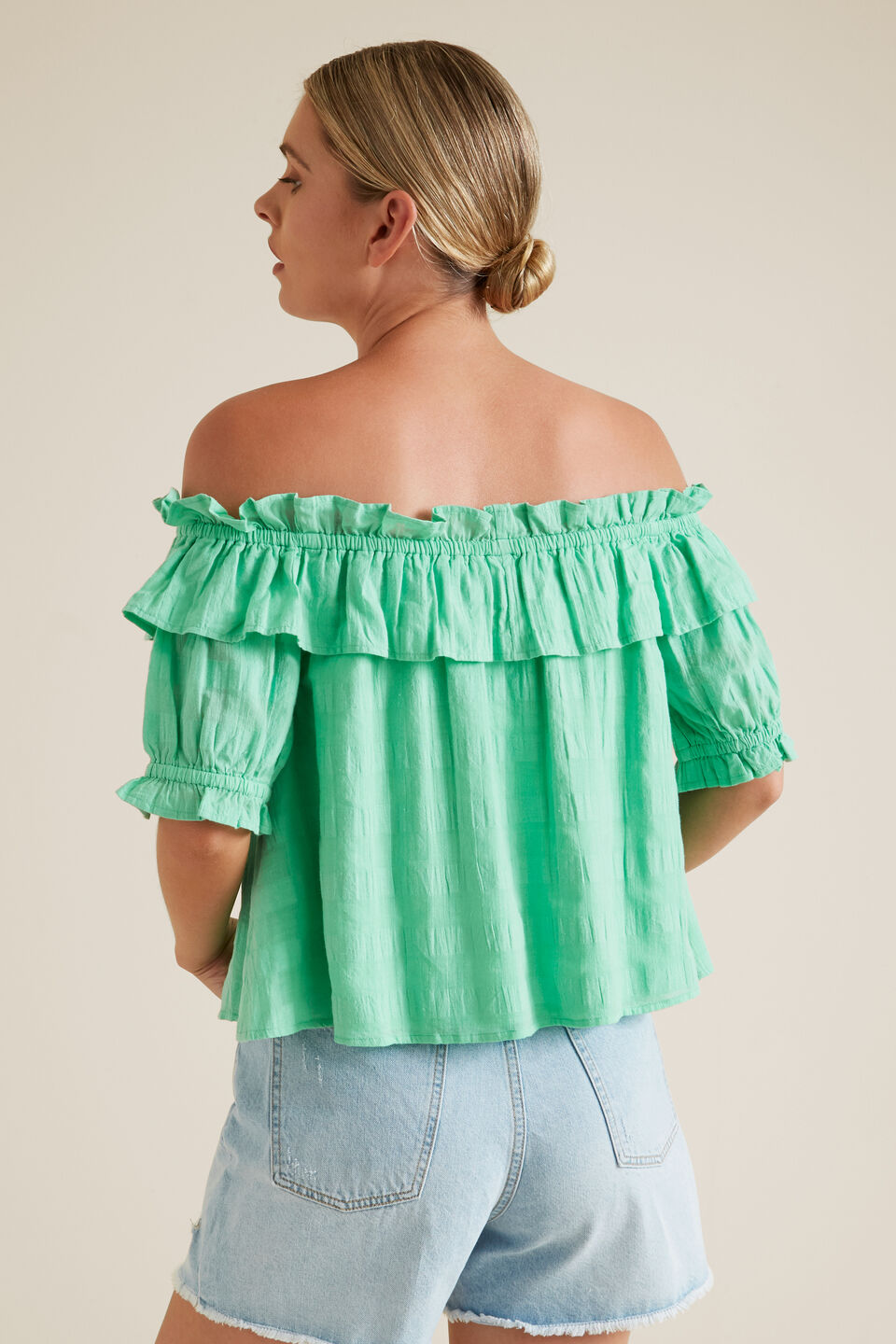 Self Check Tie Top  Palm Green
