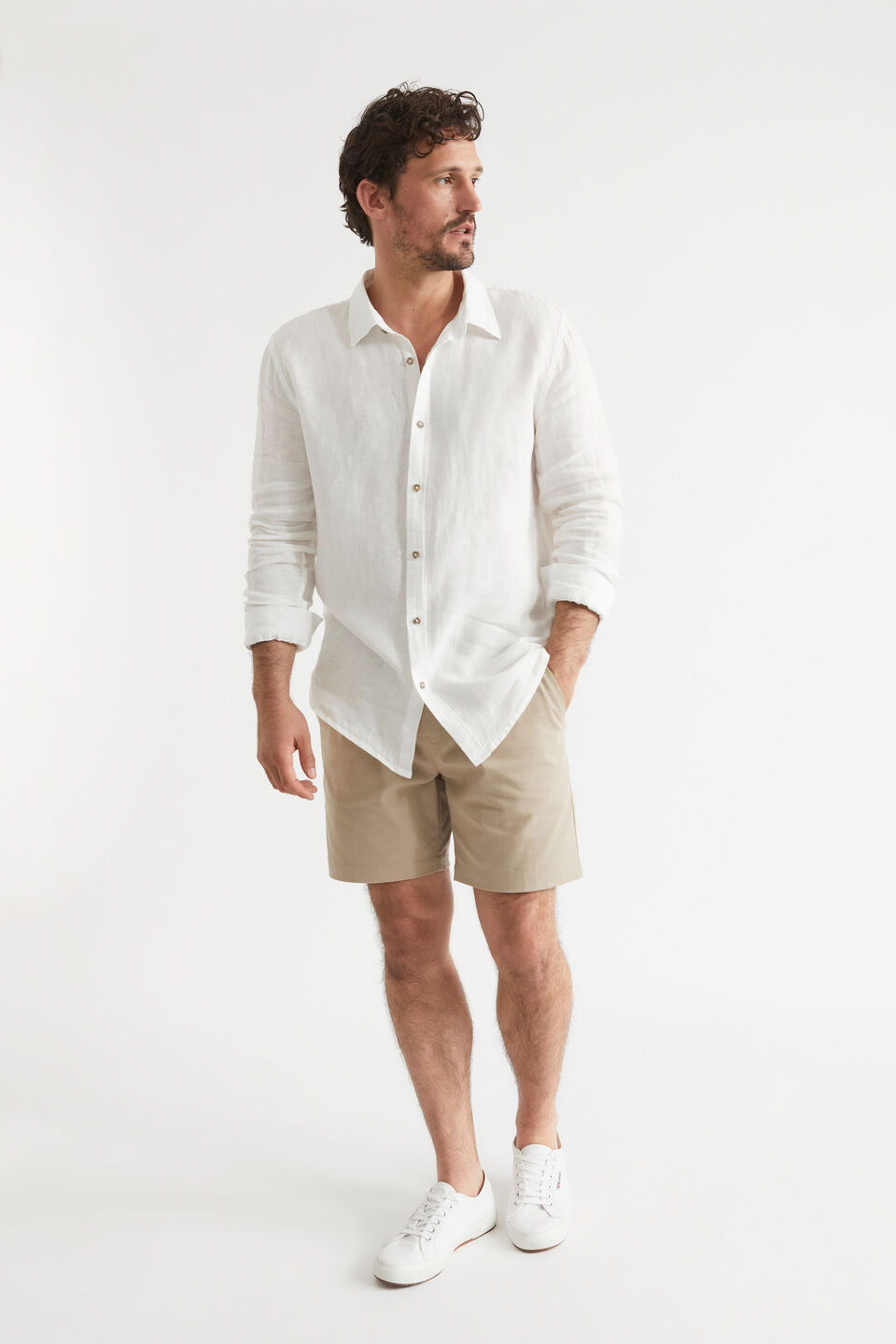 Mens Linen Shirt  Vintage White