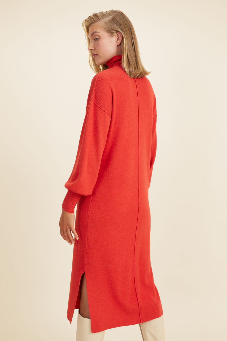 Slouchy Knit Midi Dress  Candy Red