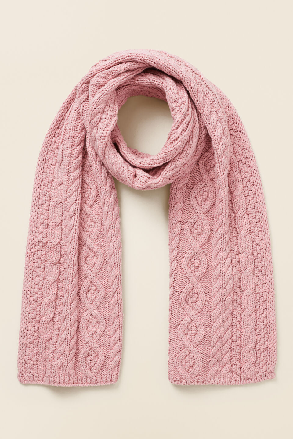Knitted Cable Scarf  Soft Berry