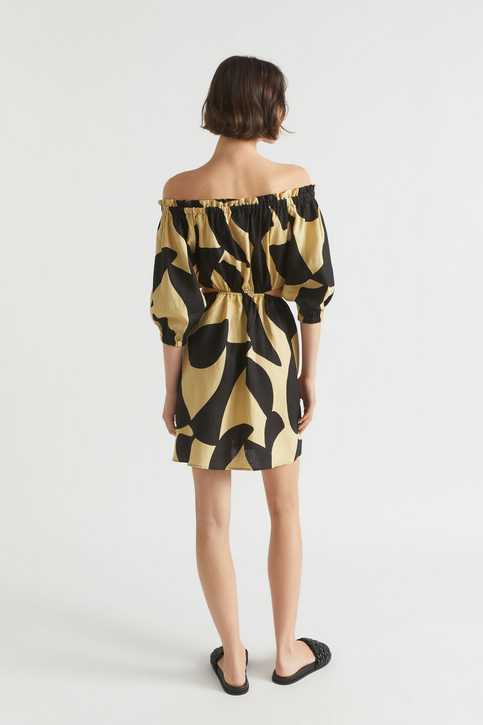 Abstract Off Shoulder Cut Out Dress  Abstract Print