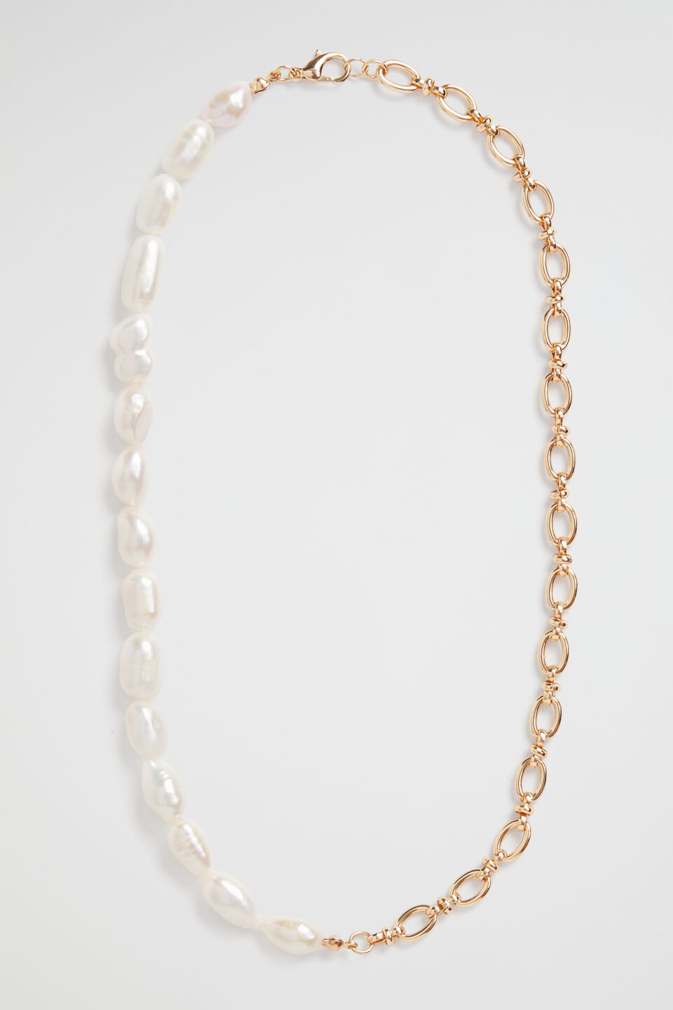 Pearl Chain Necklace  Gold