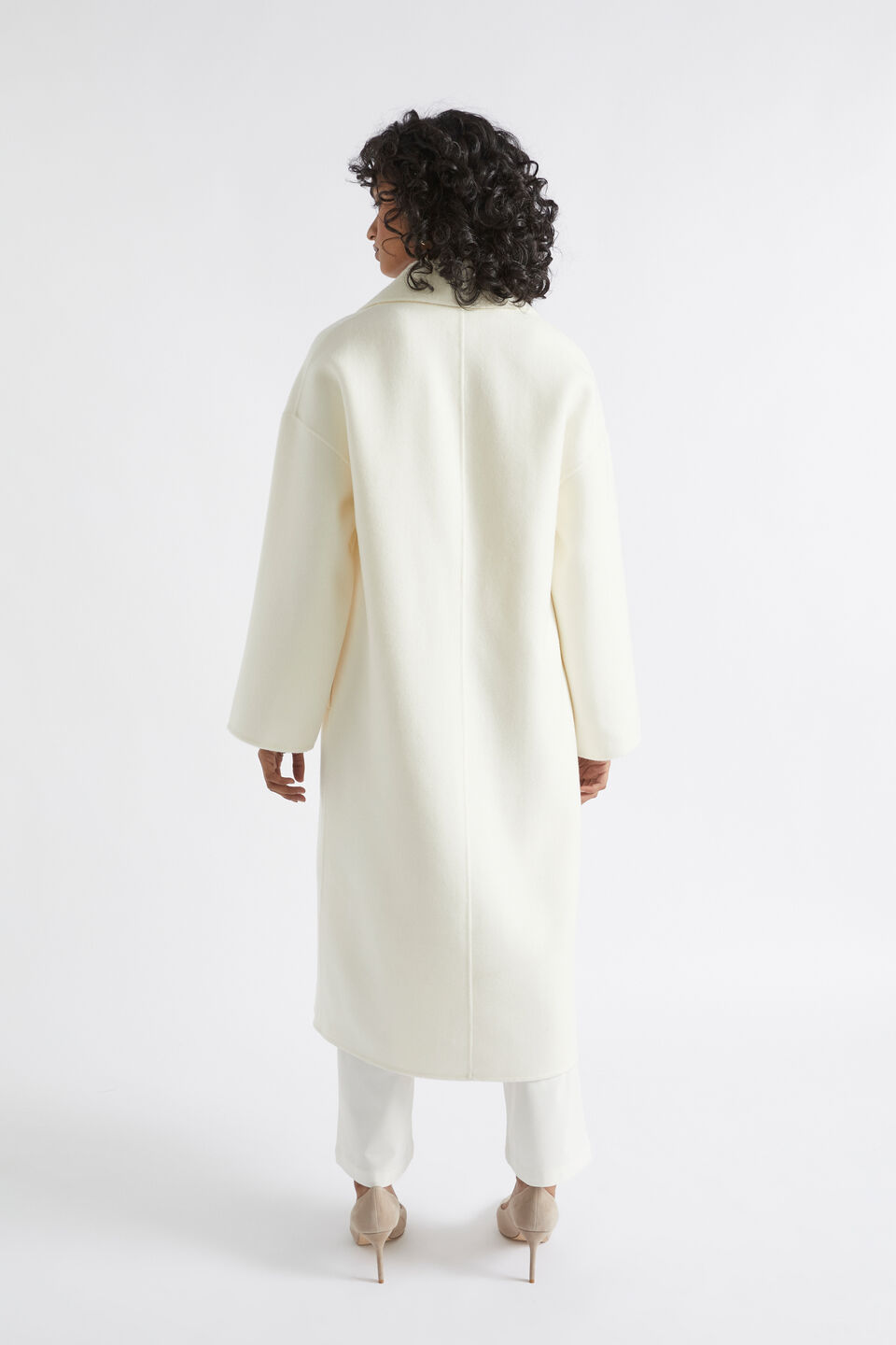 Wool Oversized Wrap Coat  Cloud Cream
