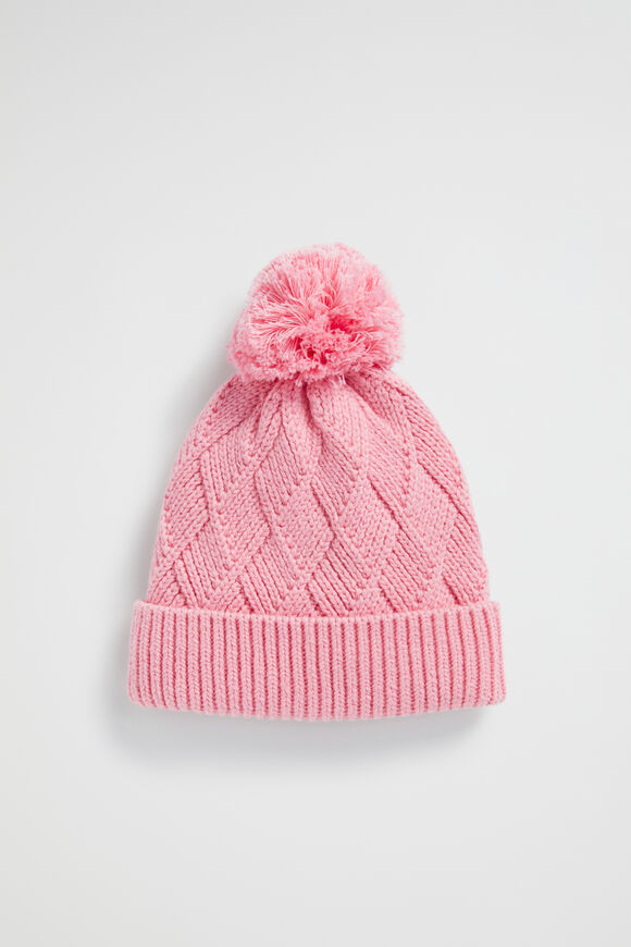 Twisted Cable Beanie  Camelia  hi-res