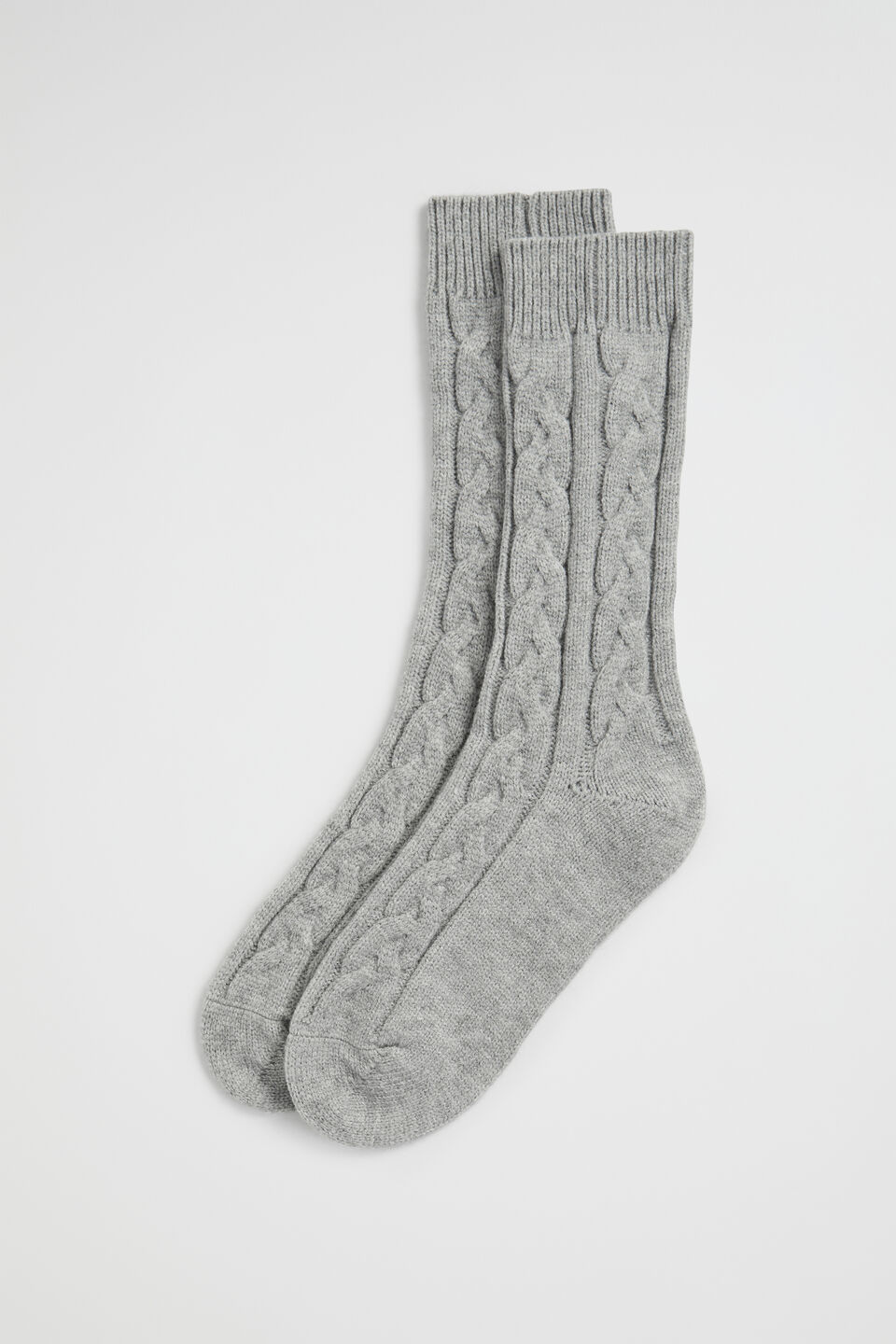 Cable Knit Bed Sock  Light Grey