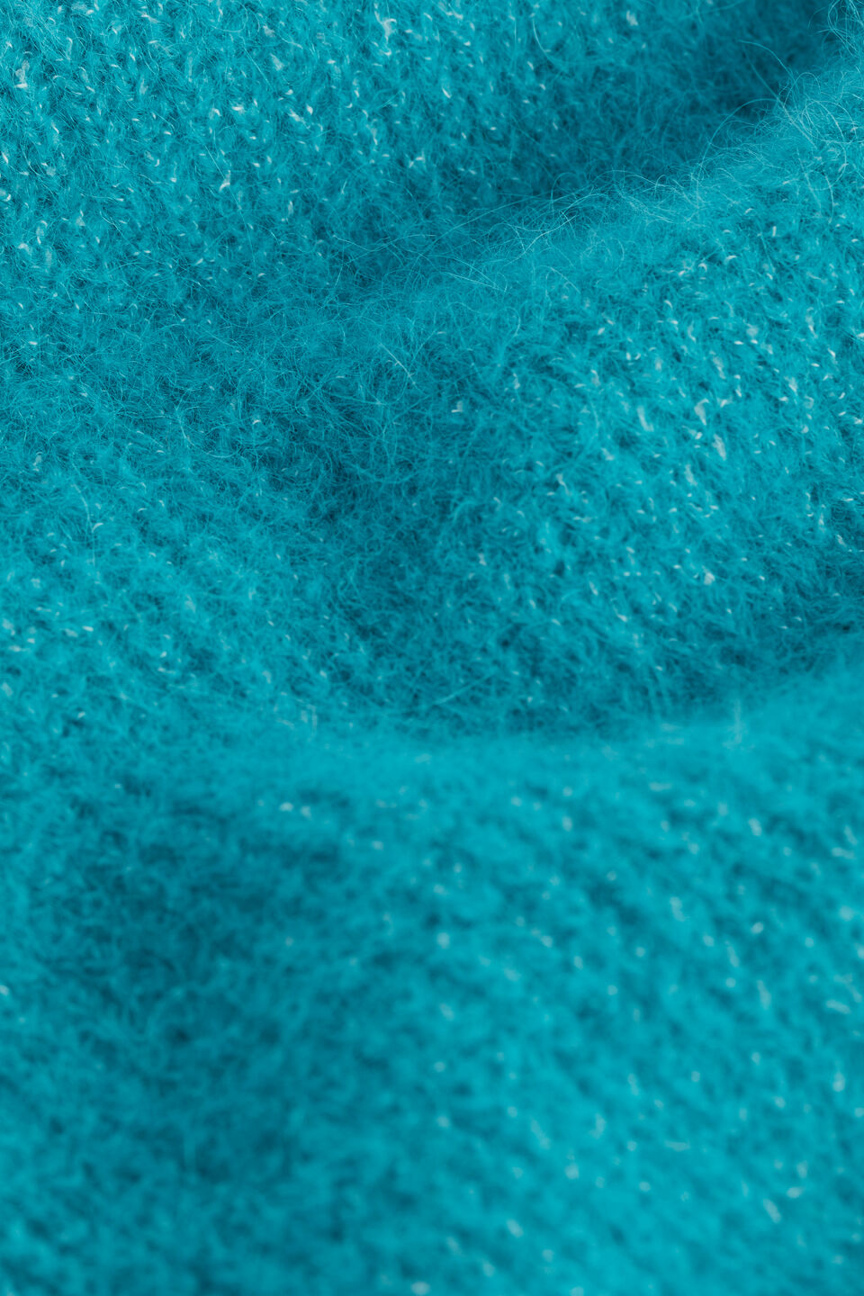Fluffy Rib Knit Scarf  Peacock Blue