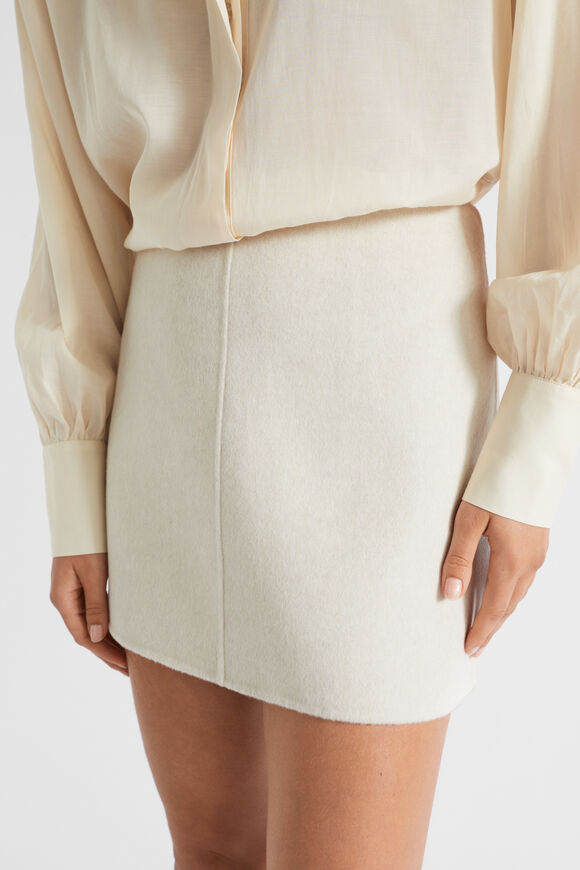 Wool Blend Mini Skirt  Vanilla Cream Marle  hi-res