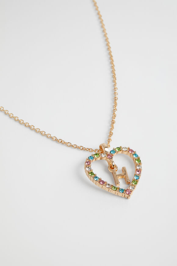 Rainbow Heart Initial Necklace  H  hi-res