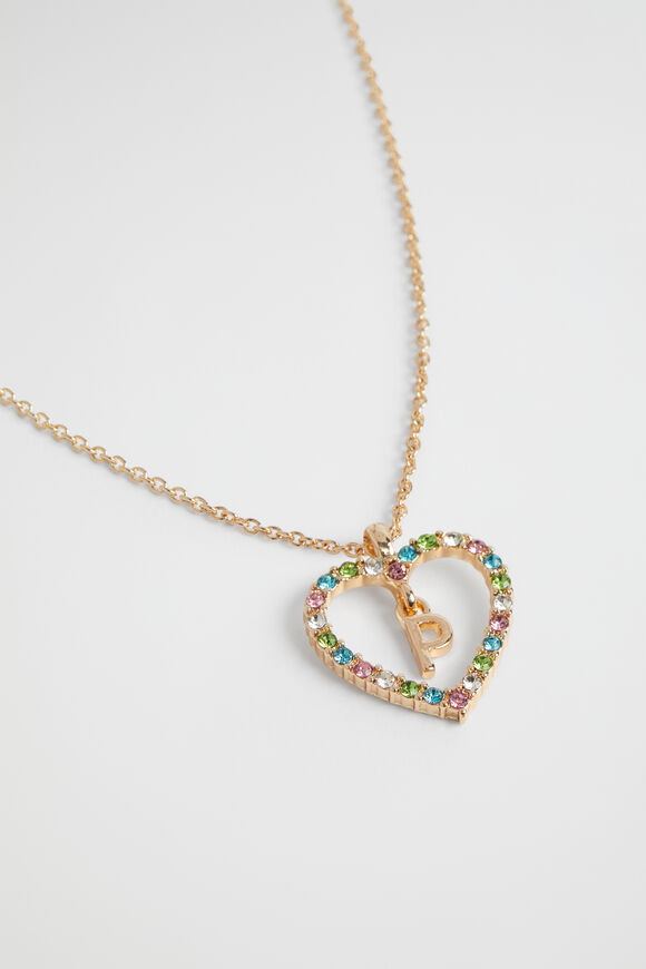 Rainbow Heart Initial Necklace  P  hi-res