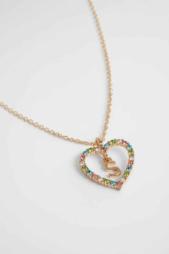 Rainbow Heart Initial Necklace  S  hi-res