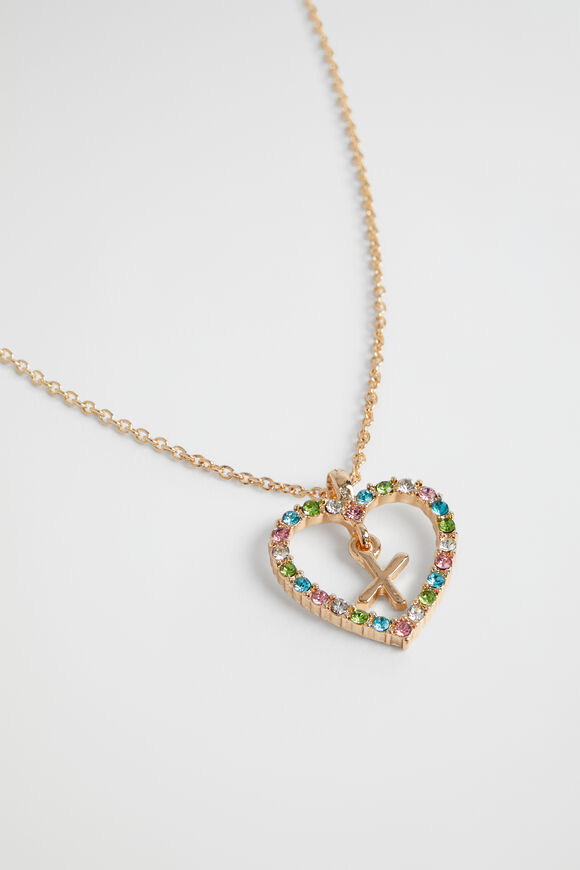 Rainbow Heart Initial Necklace  X  hi-res
