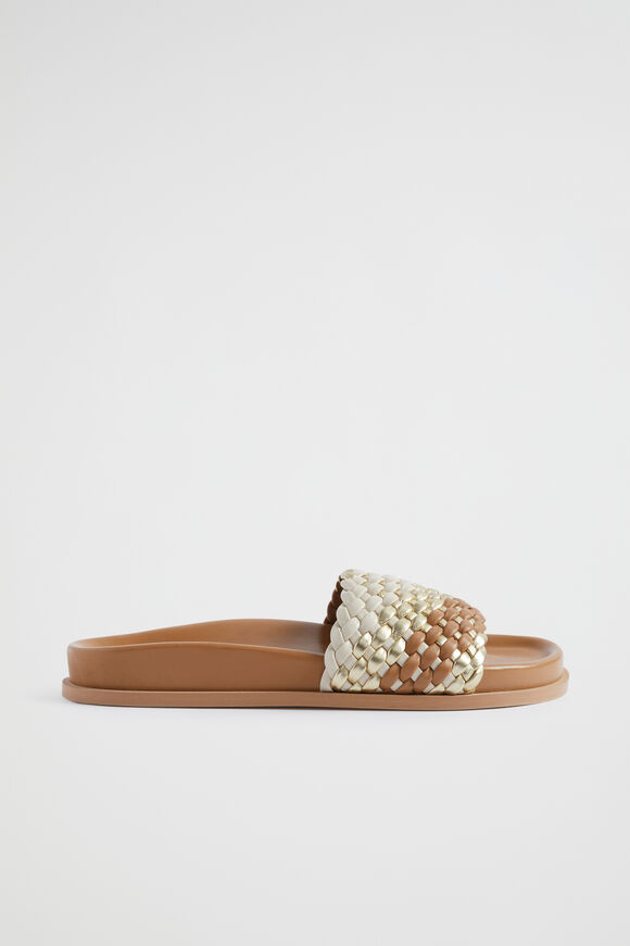 Fia Woven Footbed Slide  Caramel Multi  hi-res