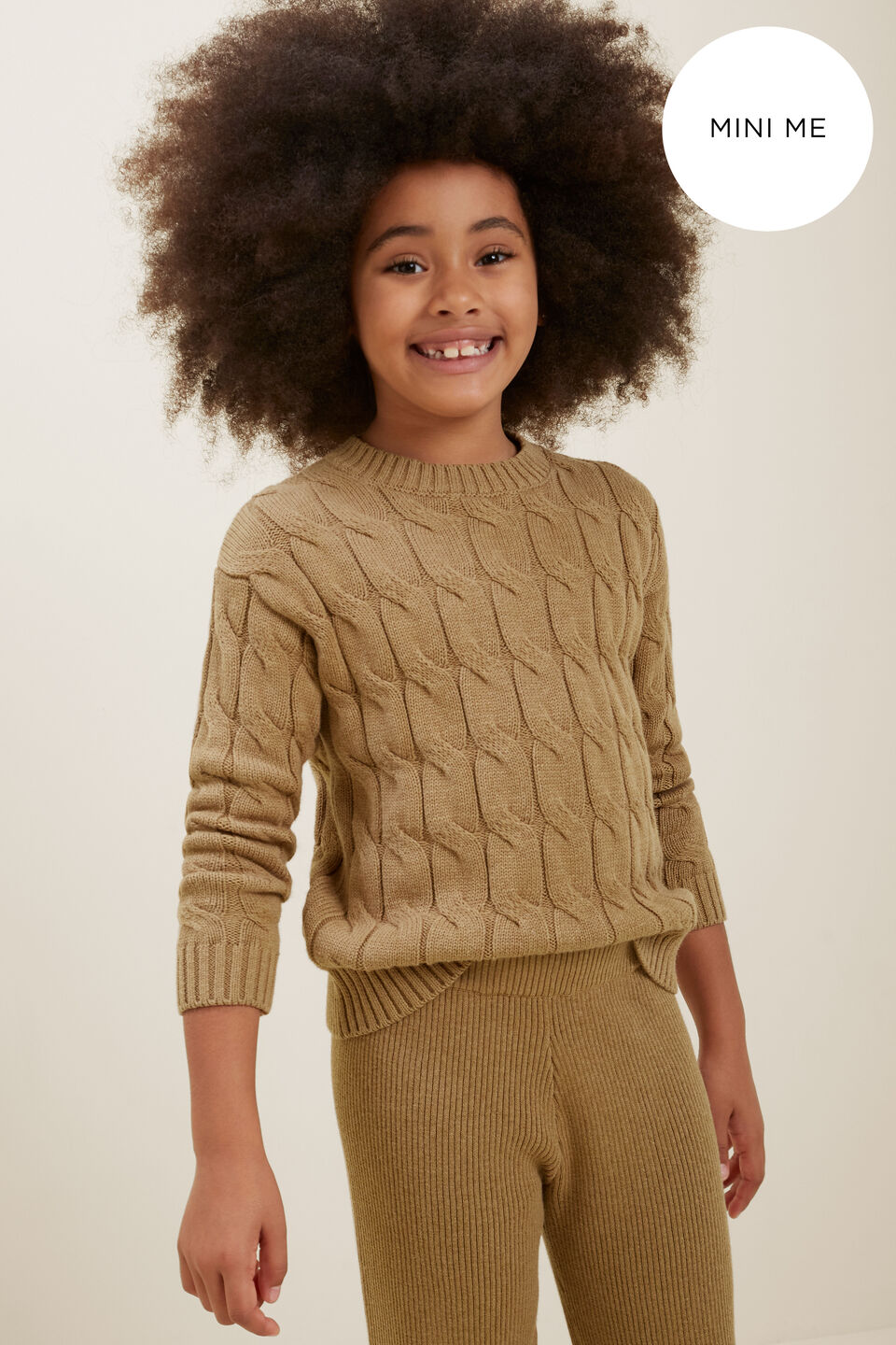 Mini Me Cable Knit Sweater  Honey Dew Marle