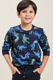 Big Cats Print Sweater  Midnight Blue  hi-res