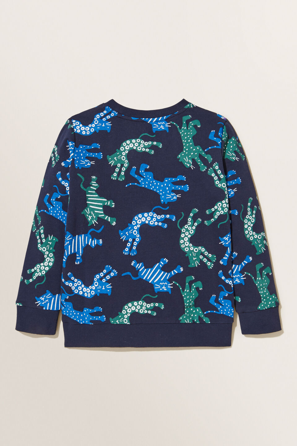 Big Cats Print Sweater  Midnight Blue