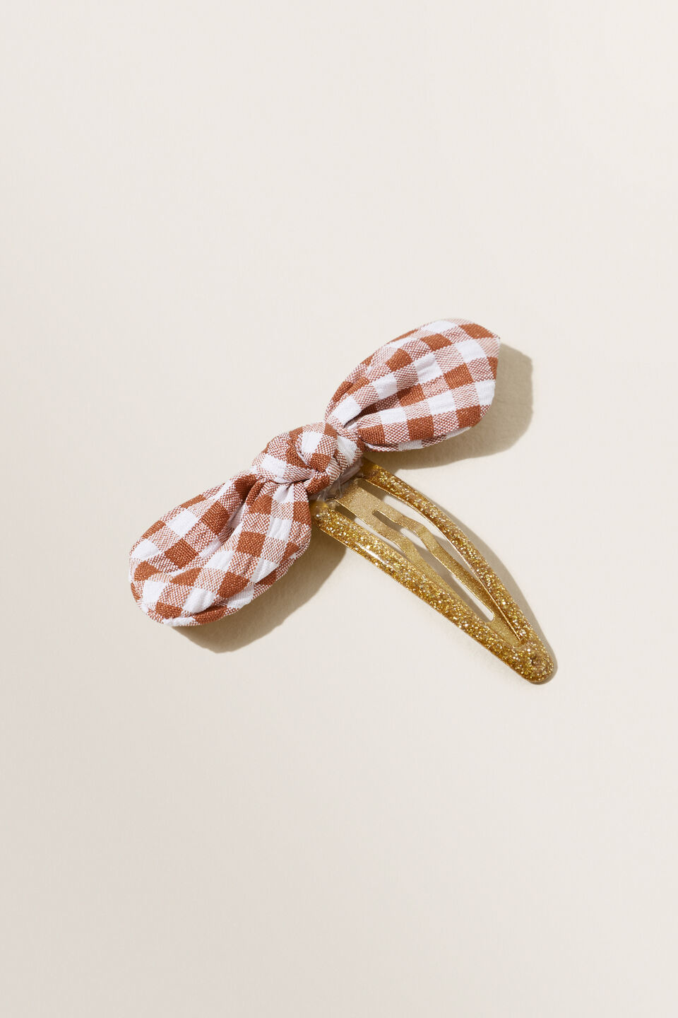 Gingham Bow Snap Clip  Multi