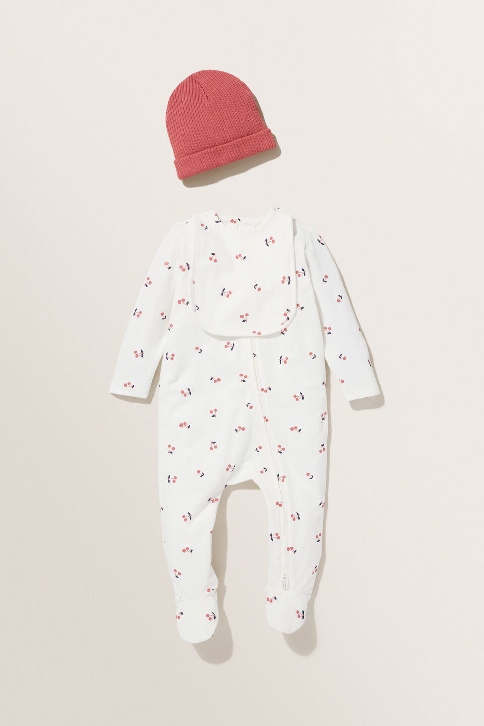 Footed Cherry Zipsuit  Canvas