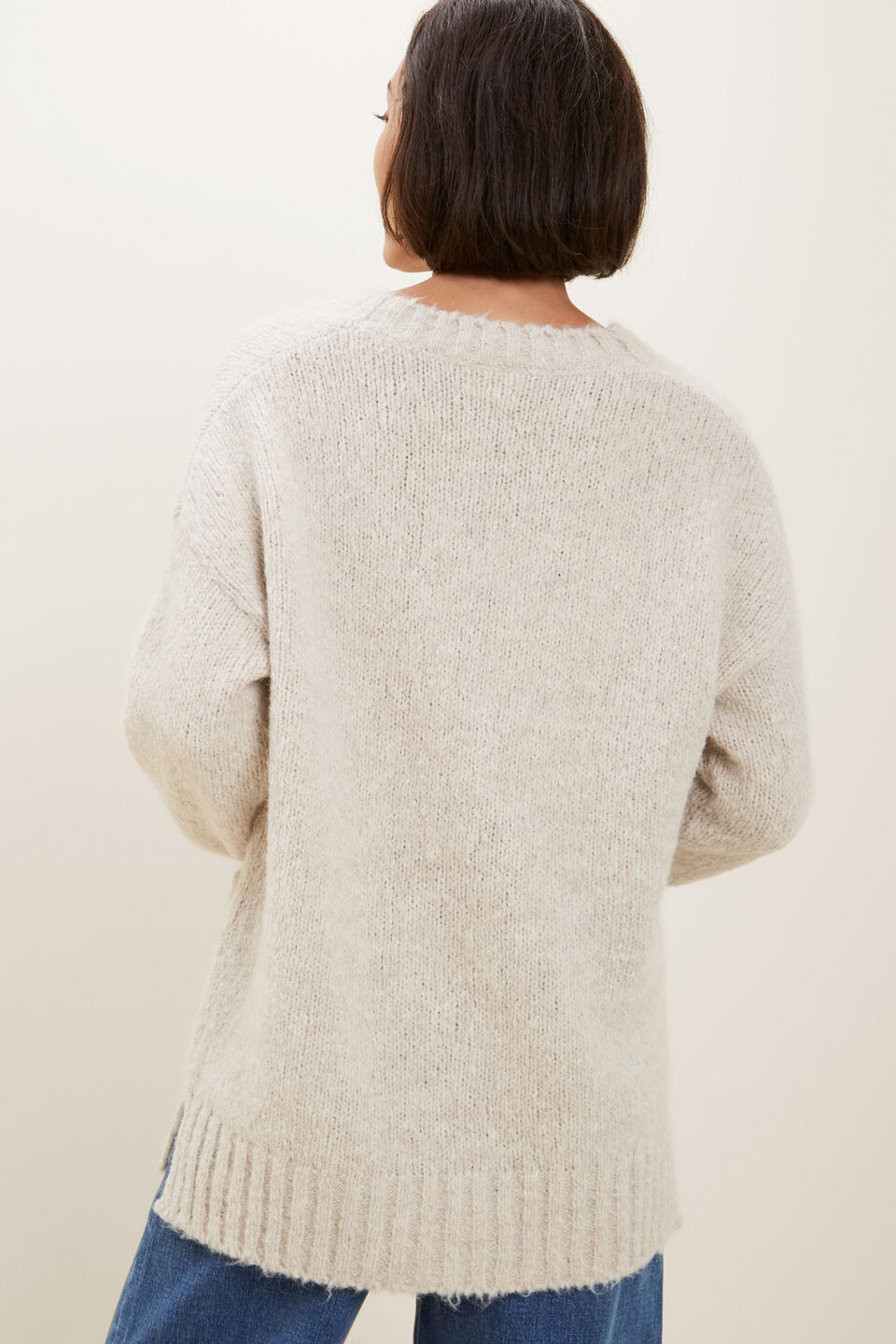 Relaxed Knit Cardi  Fossil Marle