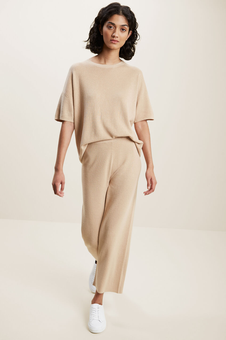 Wide Leg Knitted Pant  Biscotti