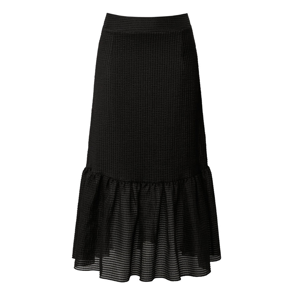 Self Stripe Longline Frill Skirt  