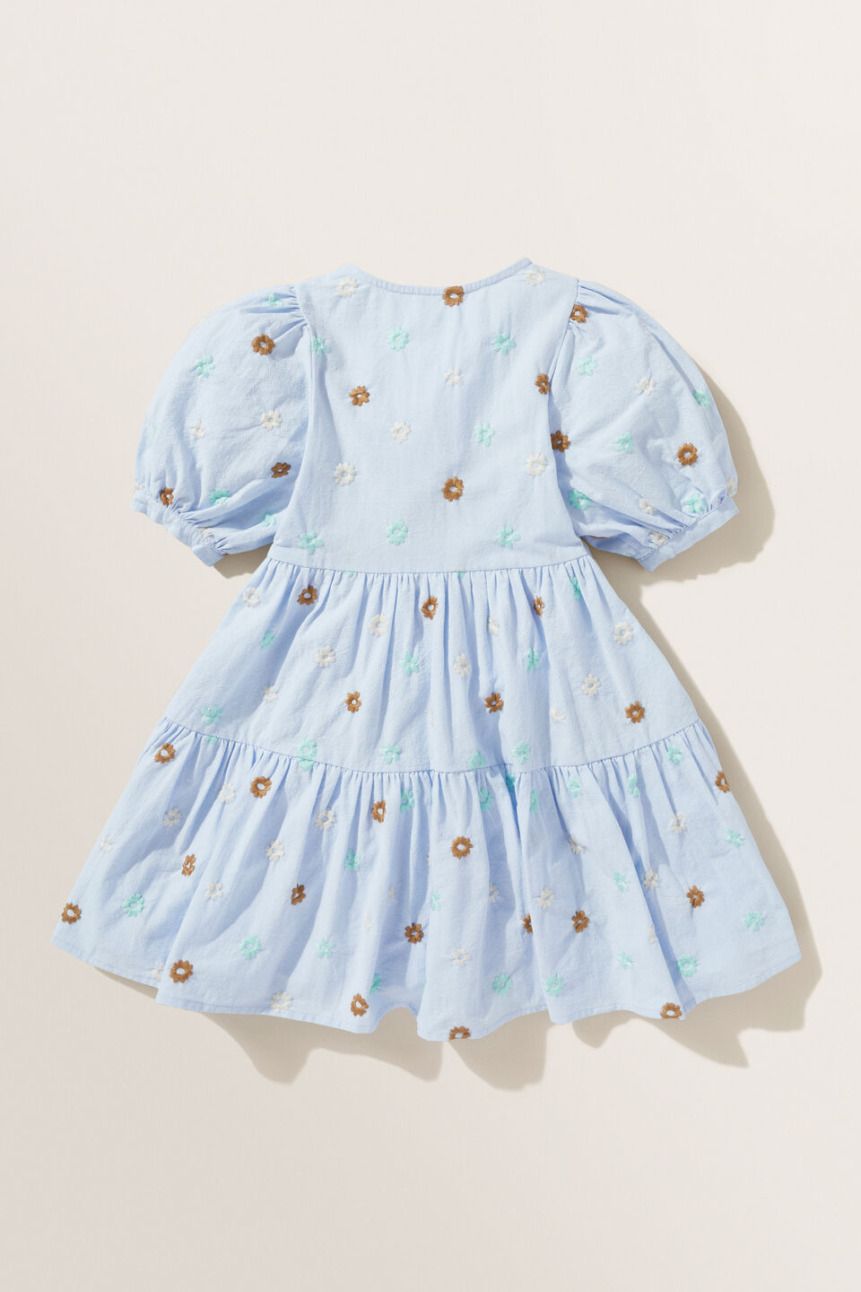 Embroidered Floral Midi Dress  Baby Blue