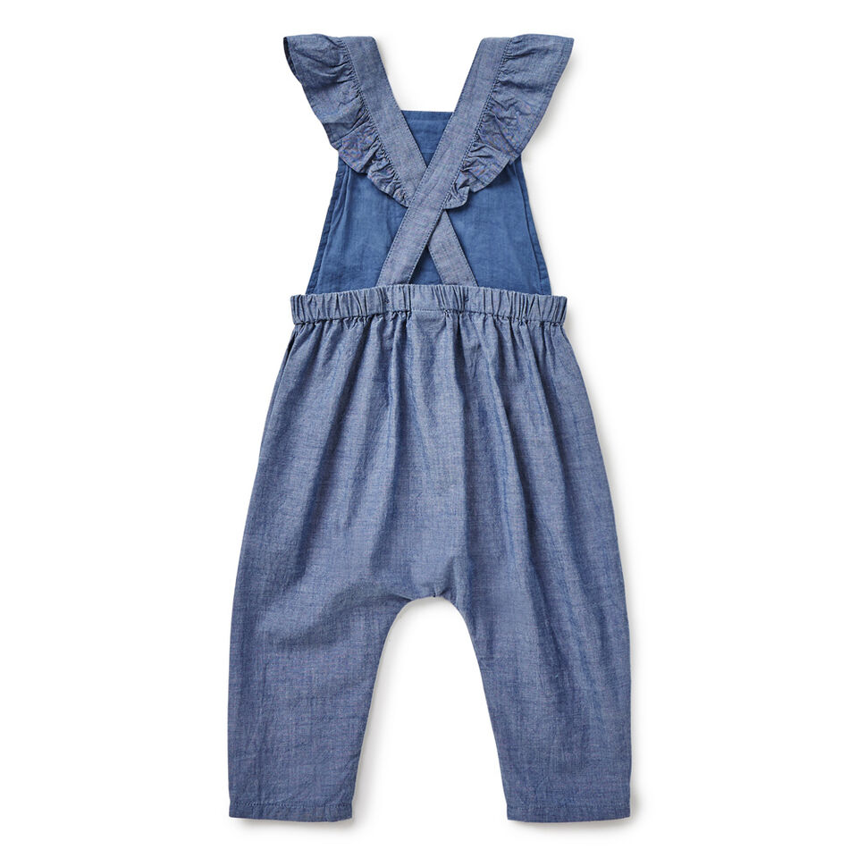 Embroidered Chambray Romper  