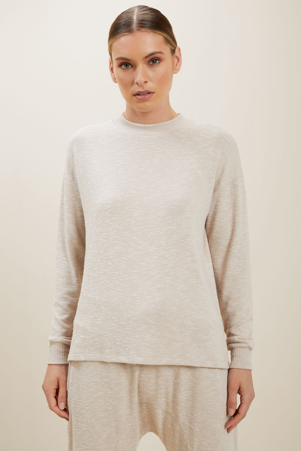 Supersoft Long Sleeve Top  Neutral Blush Marle