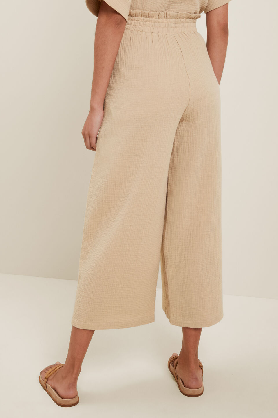 Cheesecloth Wide Leg Pant  Sandstone Beige