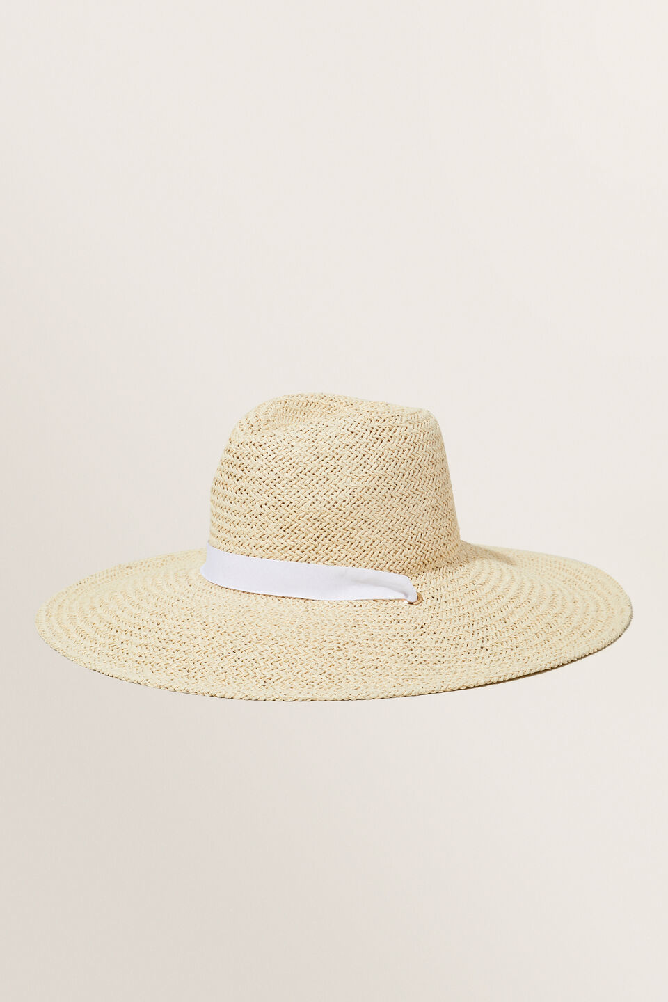 Straw Ribbon Tie Sun Hat  Natural White