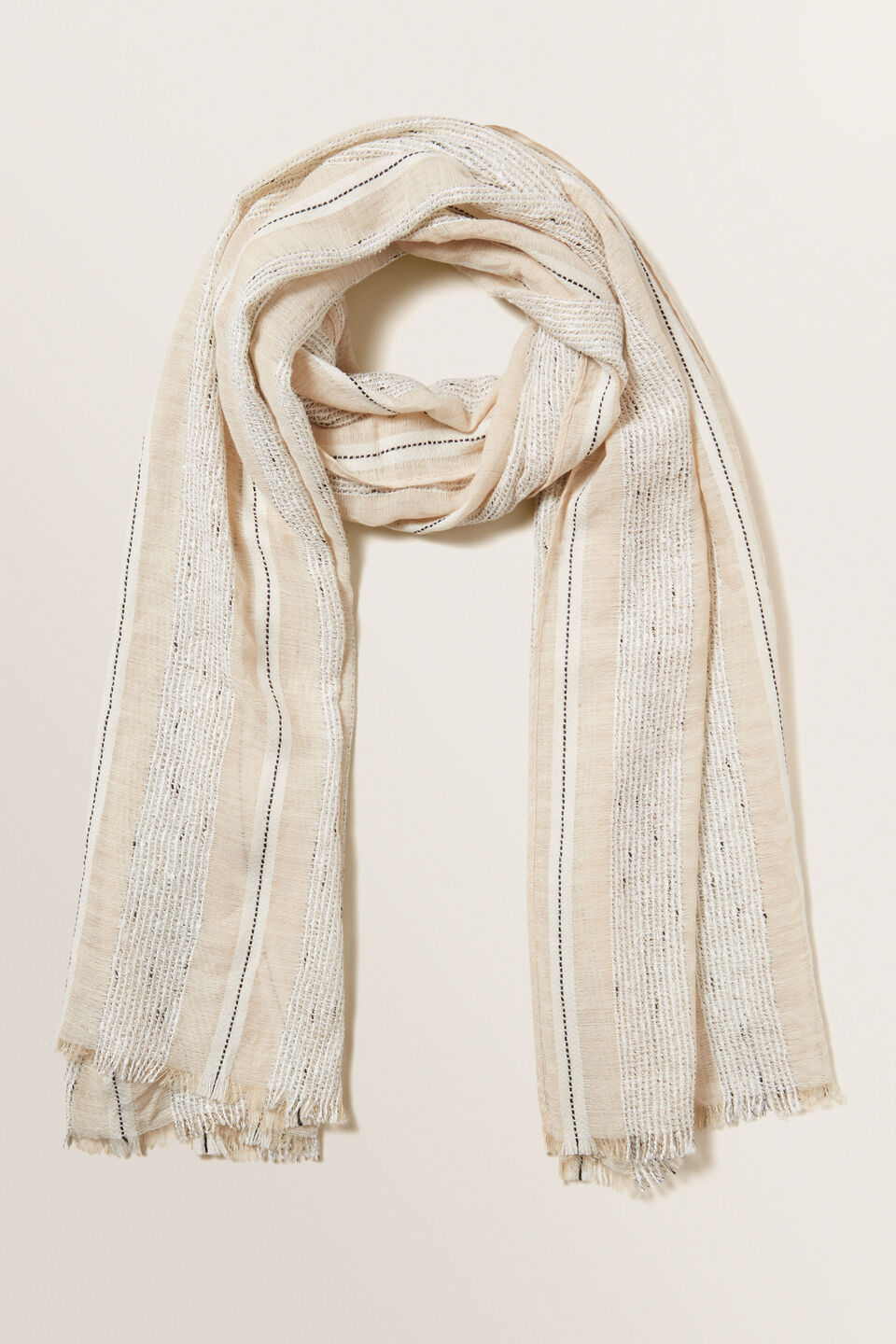 Textured Weave Scarf  Neutral Sand Multi