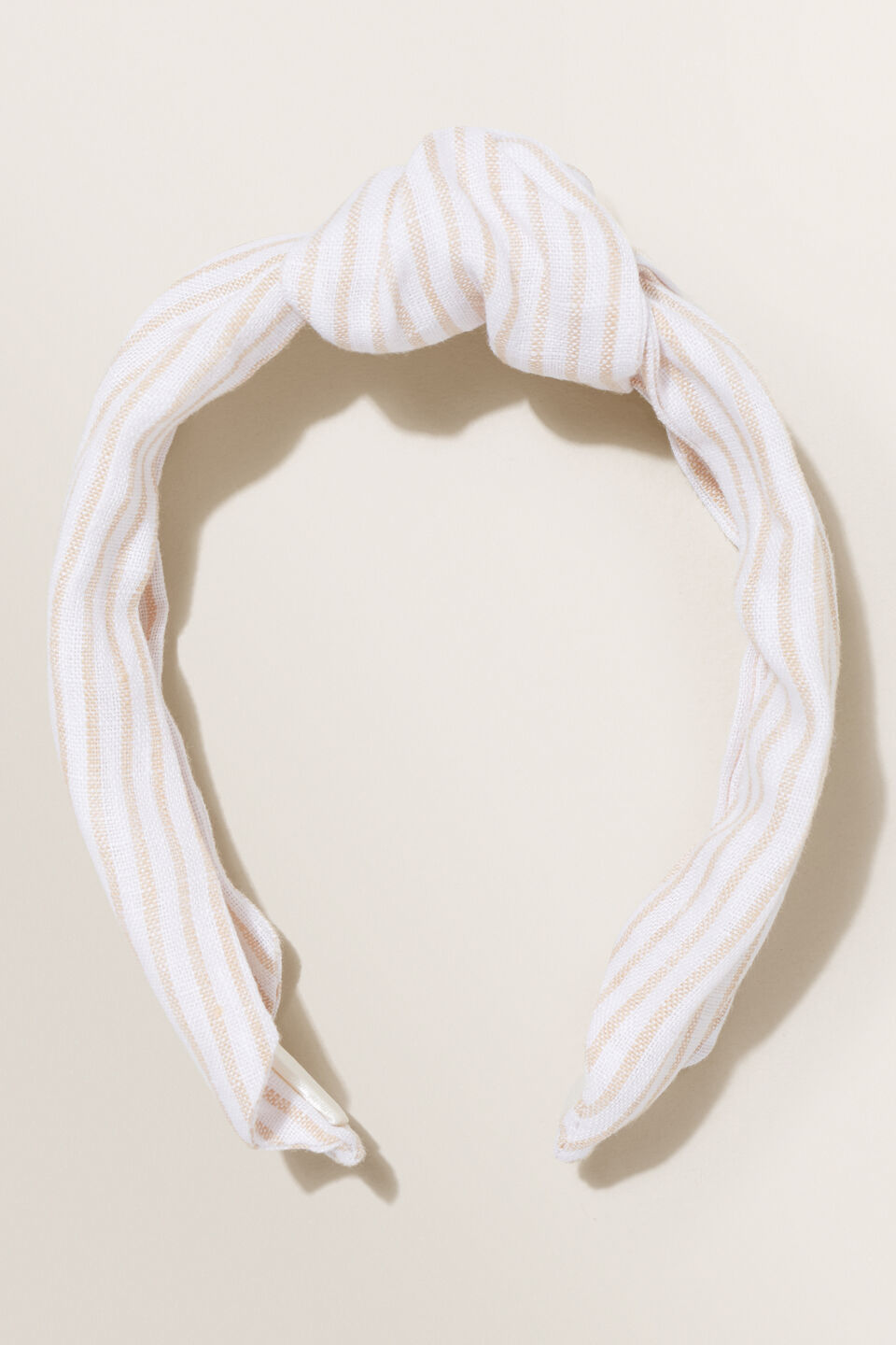 Linen Headband  Neutral Sand Stripe