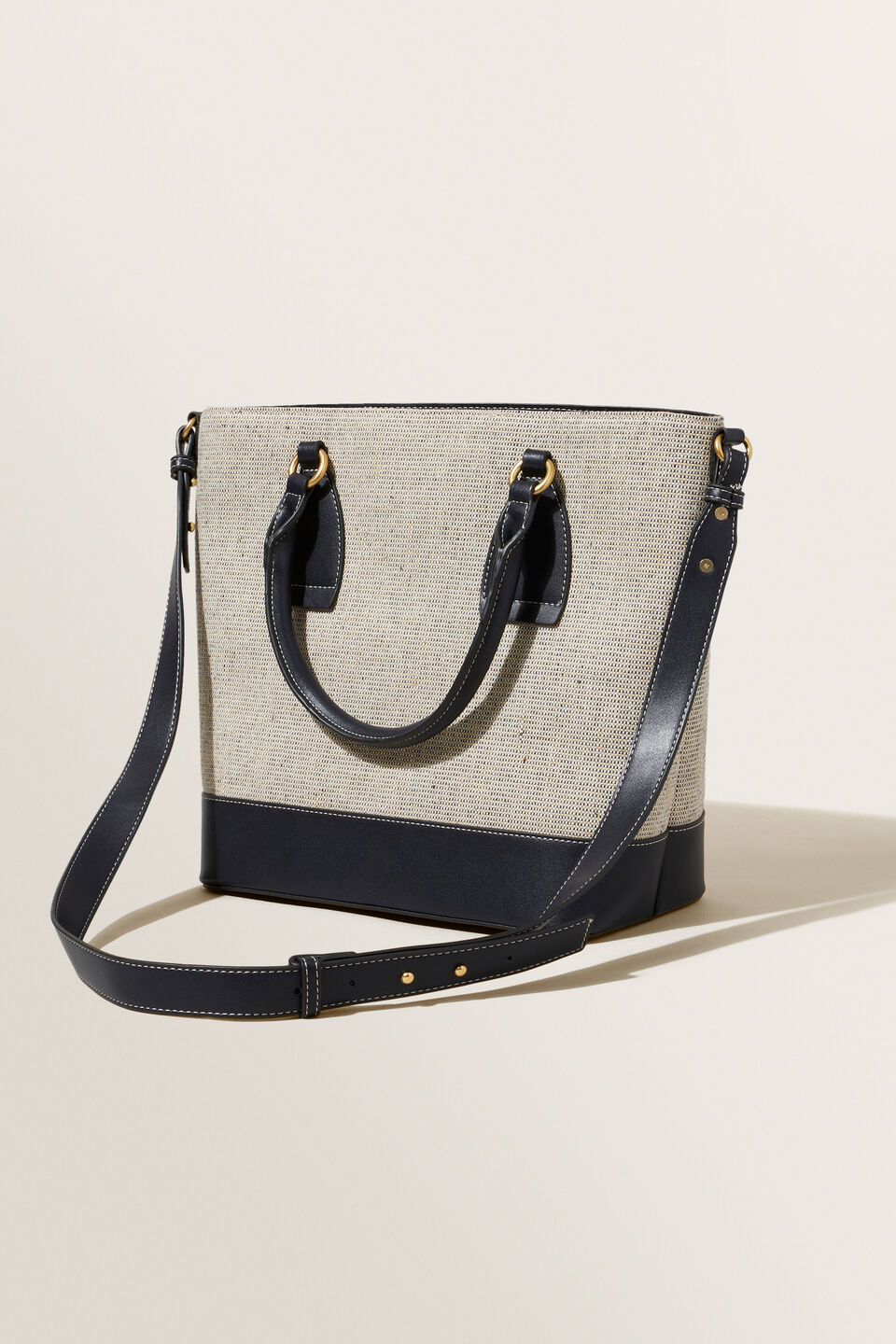 Textured Fabric Tote  Deep Navy