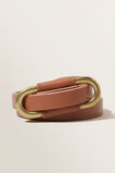 Oval Leather Belt  Tan  hi-res