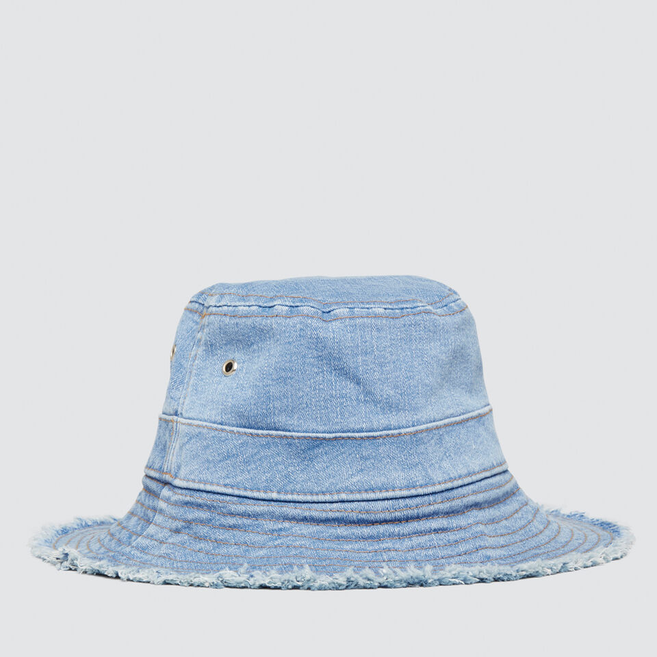 Frayed Denim Sun Hat  