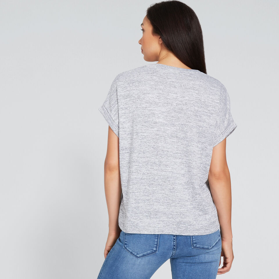 Rolled Cuff V Neck Top  