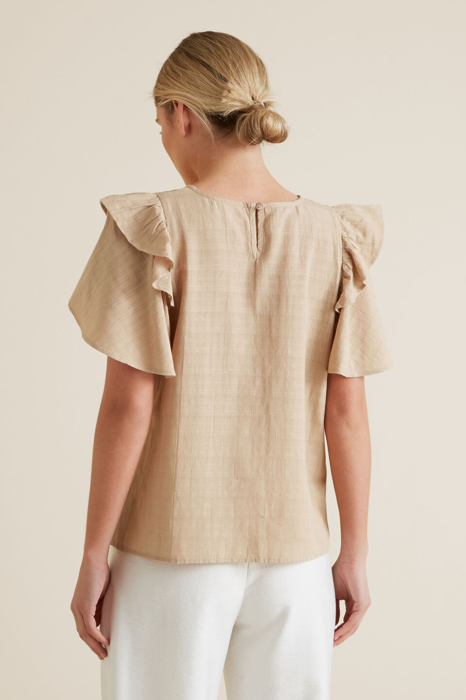 Frill Sleeve Check Blouse  