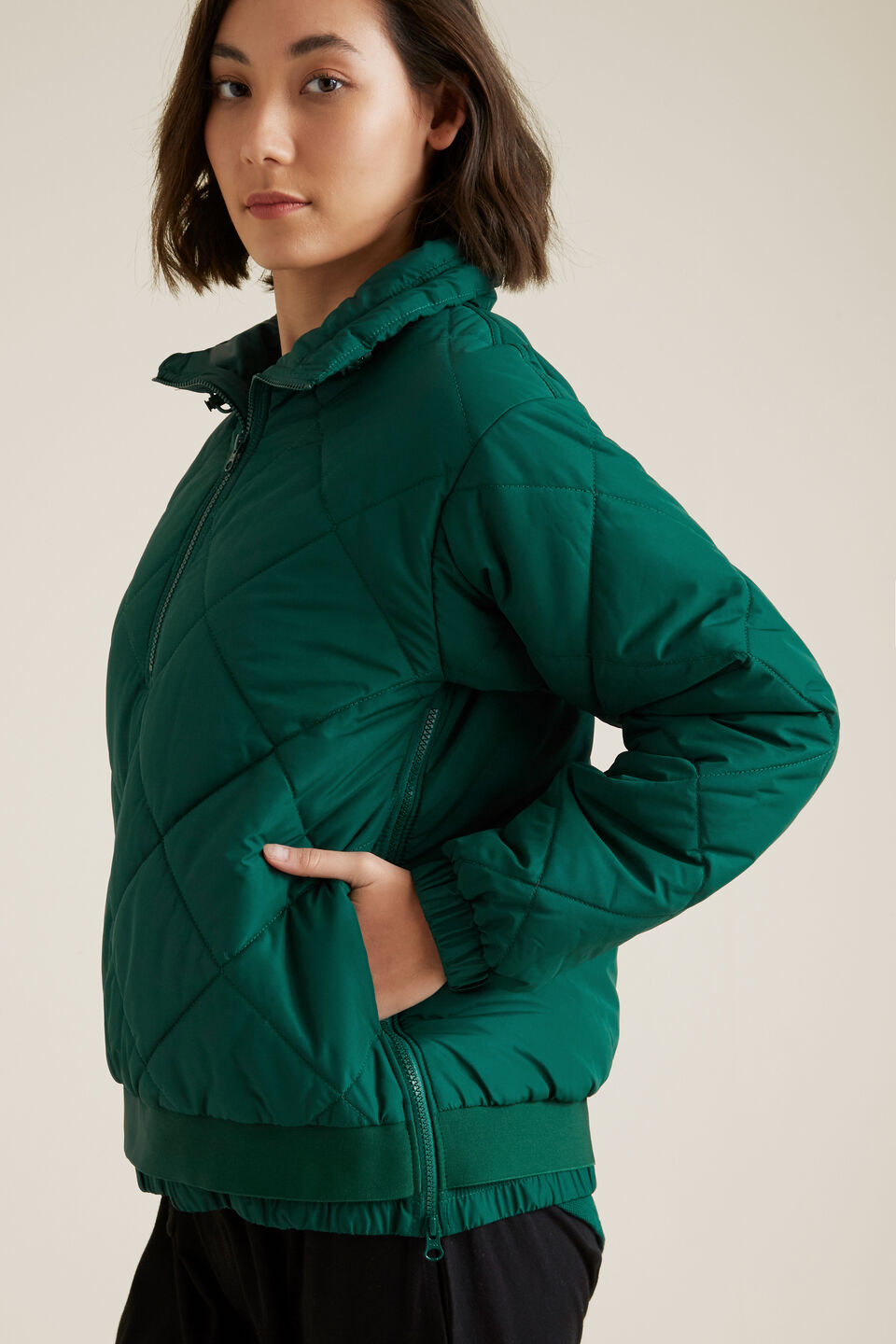 Quilted Zip Puffer  