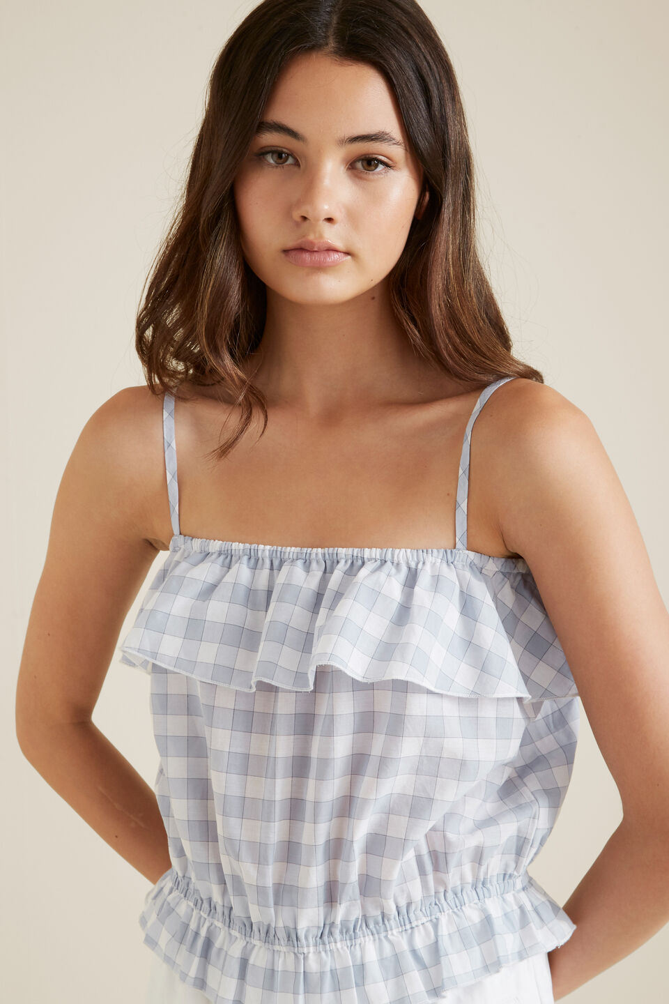 Gingham Cami  Arctic Blue