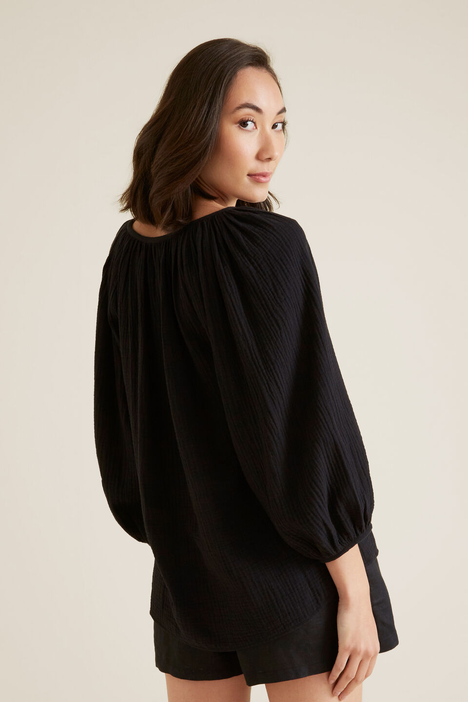 Cheesecloth Blouse  Black